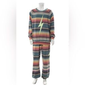 Aviator Nation Striped Serape Sweatshirt & Sweatpants Set Size XL